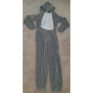 Shark Plush Costume Adult Small Gray White Hooded Teeth Tail Fin
